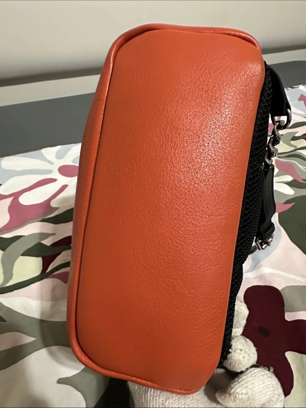 Fendi Orange Leather Mini Backpack with Contrast Beige Trim